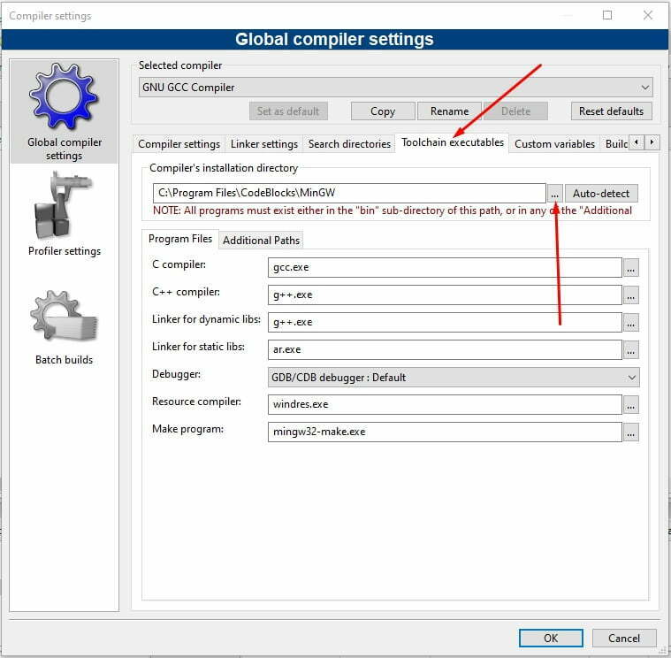 Change the Compiler's Directory