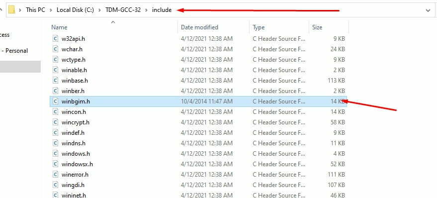winbgim header file in TDM GCC Include Folder